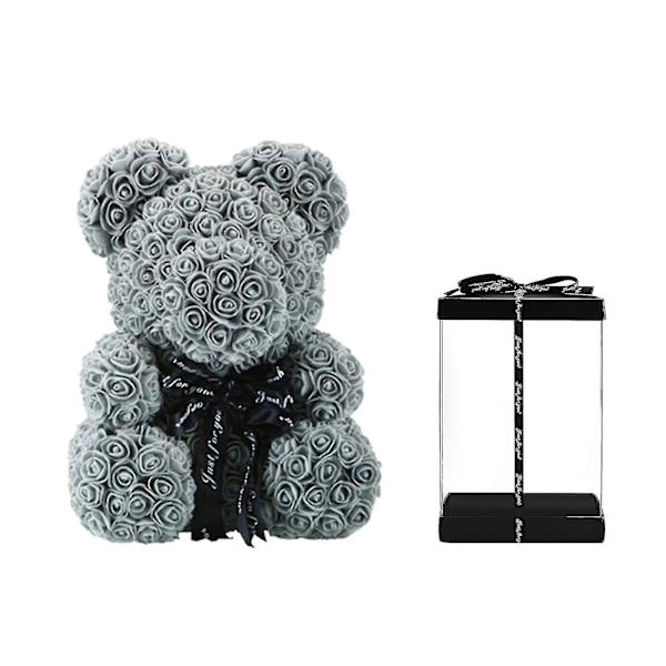 Ny design 2023 Rose Bear Rose Teddy Bear Artificiell Rose Blomsterbjörn, present till alla hjärtans dag, bröllop, mors dag och årsdag Best Sel Gray