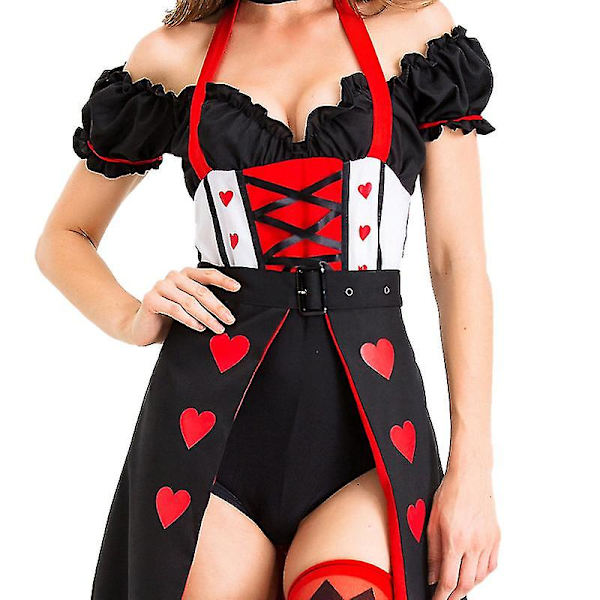 Alice i Underlandet Den röda drottningen Dräkt Drottning Sexig Klänning Halloween Fynd Klänning Karneval Kostym För Kvinnor With socks L