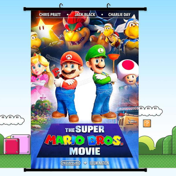 Super Mario Bros Dukmålning Tecknad bild Väggkonst Rumsdekoration Anime Estetisk affisch Vardagsrum Kontor Heminredning SIze 30X45CM Mario-C