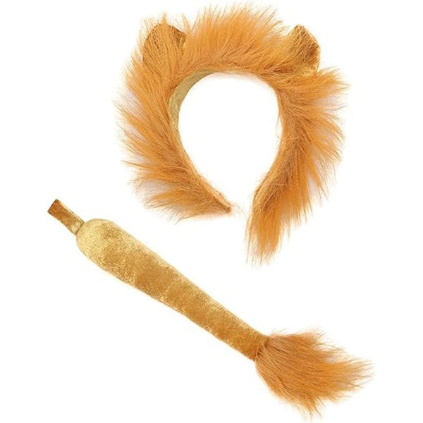 Lejonöronpannband och svansuppsättning Halloween djur cosplay kostymtillbehör barn vuxen Golden Lion Two-Piece Set