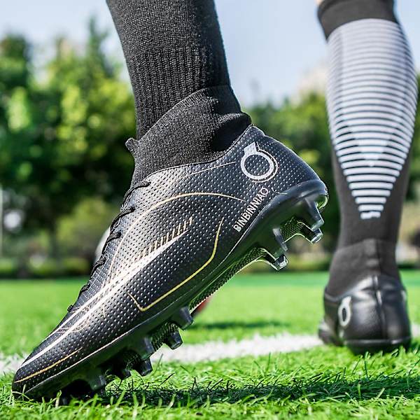Fotbollsskor för män Halkfria fotbollsskor Klossar Gräs Fotbollssneakers Yj619 Black 42