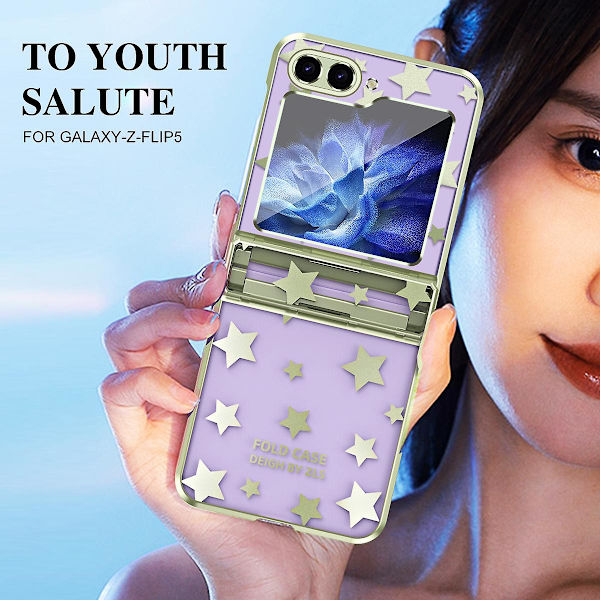 Clear Star Slim Thin Transparent Stötsäkert gångjärnsskydd för Samsung Galaxy Z Flip 5 Green