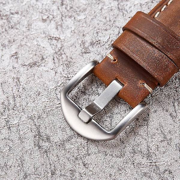 Smart Quick Release watch Crazy Horse läderretrorem för Samsung Huawei Army Green Silver Buckle 24mm