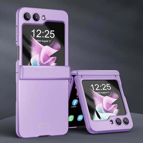 Galaxy Z Flip 5- case med gångjärnsskydd och inbyggt skärmskydd, cover Stötsäkert tunt case purple