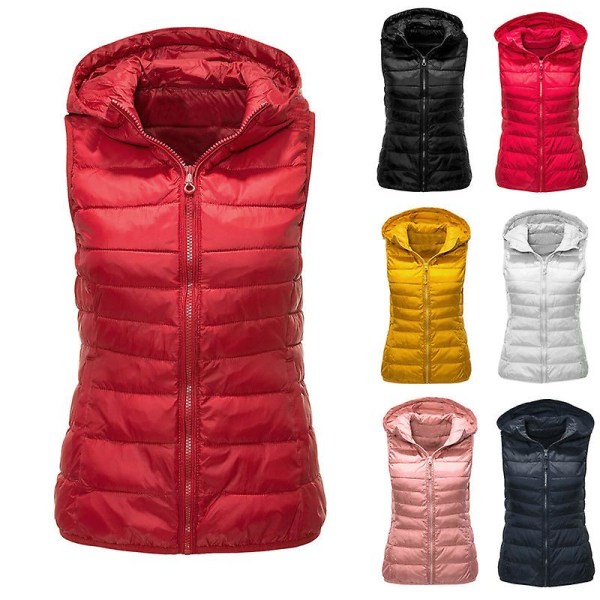 Kvinnors thermal Väst Kvinnors höst och vinter bomullskläder Red 4XL