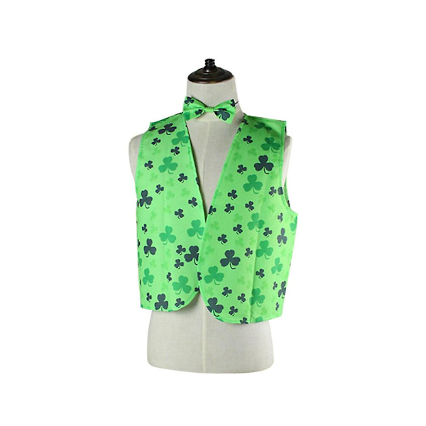 St. Patrick's Day set Shamrockväst och fluga Parad Party Accessoar - storlek M Green M