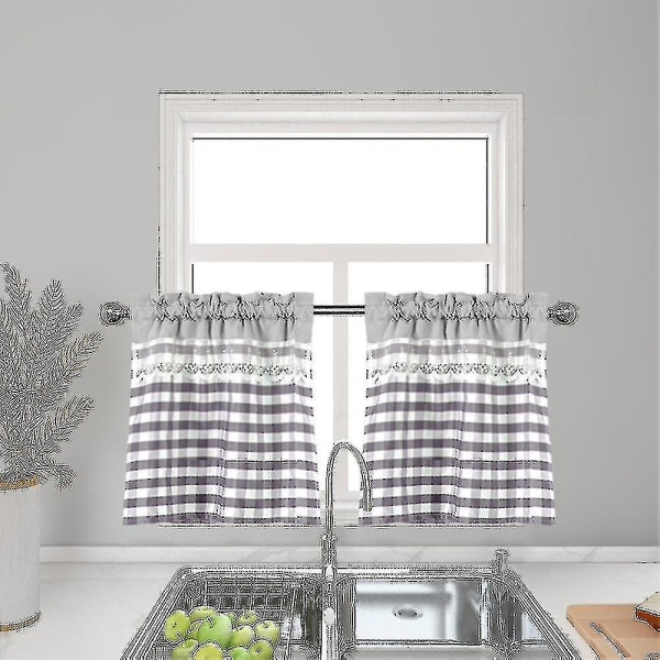Köksgardiner Dekor Fönstergardin Lyx Cafe Valance Topper Draperier Light Grey 74cmx61cm