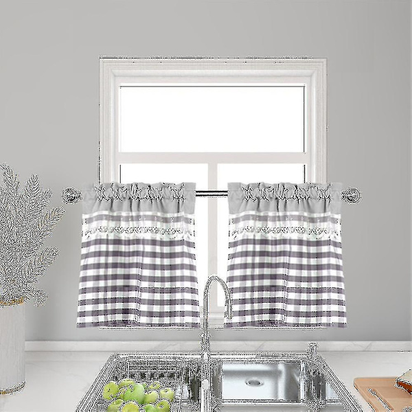 Köksgardiner Dekor Fönstergardin Lyx Cafe Valance Topper Draperier Light Grey 74cmx90cm