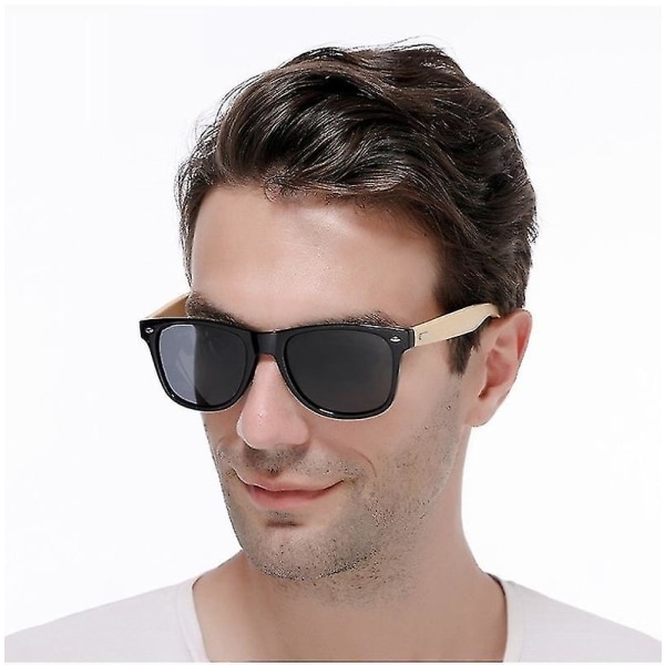 Mode Bambu Trä Solglasögon Herr Dam Klassiska Fyrkantiga Retro Solglasögon Driving Svarta Fiskeglasögon