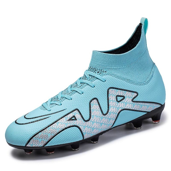 Fotbollsskor för män Halkfria fotbollsskor Klossar Gräs High-Top Utomhus/Inomhusträning Atletisk Sneaker Ck15-1 Blue 42