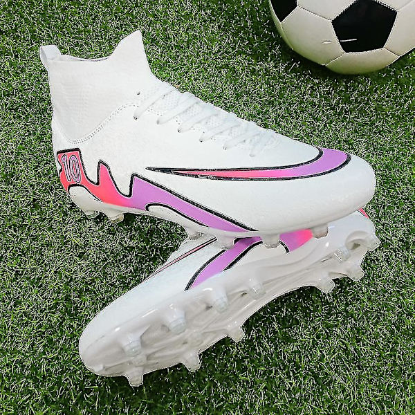 Fotbollsskor för män Skor Pojkar Atletisk Utomhus Inomhus Fast Fotbollsskor Bekväma fotbollsskor 499 White Pink 41