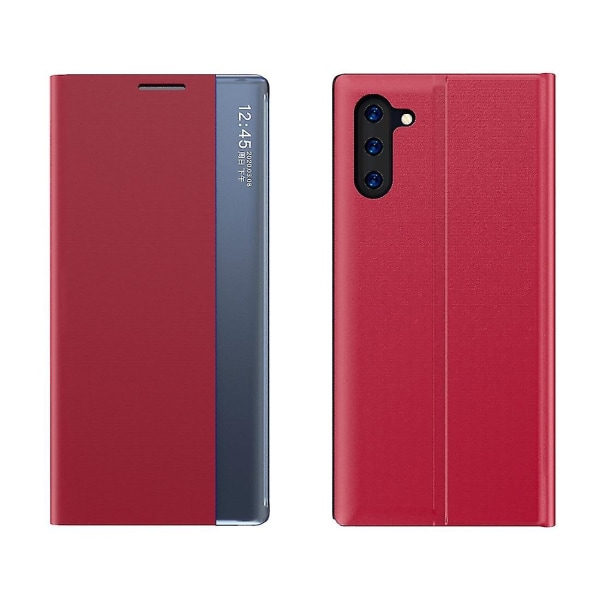För Galaxy Note 10 Plus sidoskärm Magnetisk horisontell vändbar texturduk + PC- case med & för Galaxy Note 10 Plus Red