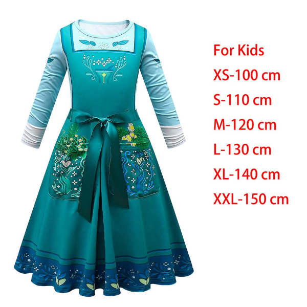 Film Encanto Kvinnor Tjej Julieta Madrigal Cosplay Kostym Outfits Familjefest Halloween Karneval Klänning För Vuxna Barn kids Julieta dress XXXL