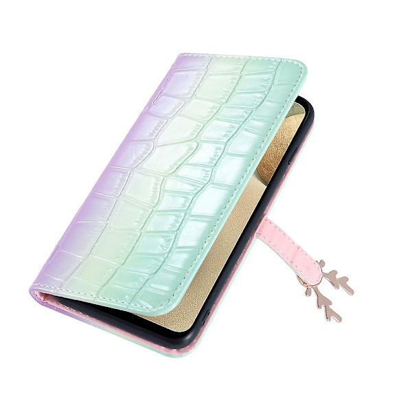 Kompatibel med Samsung Galaxy A22 4g Case Deer Pattern Elk Flip Läder cover - Blå Green none