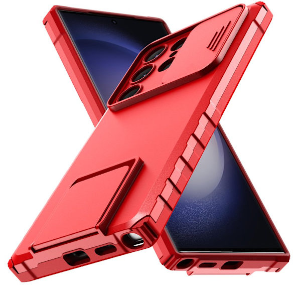 Htwon för Samsung Galaxy S23 Ultra phone case med cover Justerbart ställ, blå red