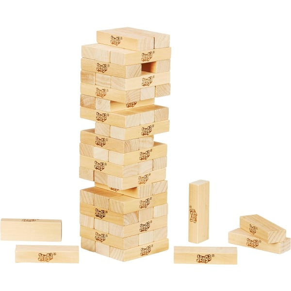 Klassiskt Jenga-spel, staplingsspel med träklossar