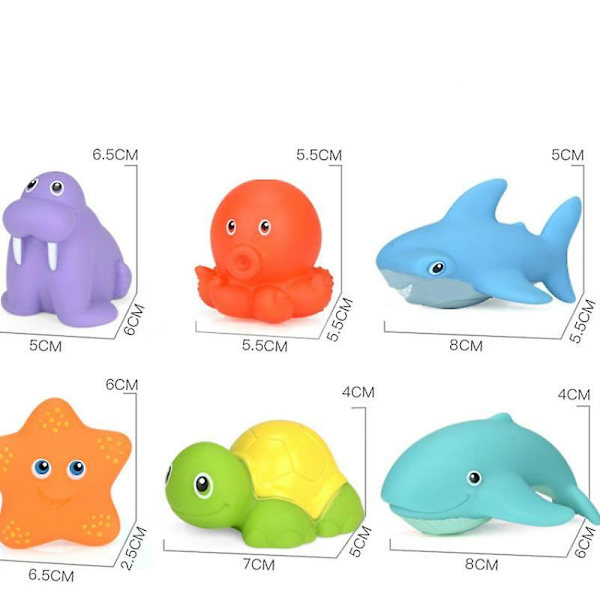 7st fiskenät Set Baby Söt sköldpadda haj delfin bläckfisk sjölejon vattenleksak null none