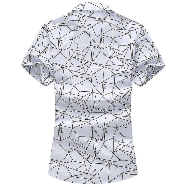 Plus Size Men Holiday Button Down-skjortor Sommar Casual Beach Kortärmad Topp White 4XL