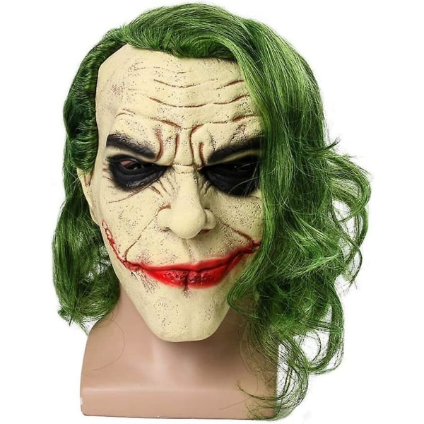 Joker Latex Mask Huvudbonad Joker Cos Halloweenjoker Arthur Fleck Latex Head Mask Cosplay Skräck Skräck Clown Skrämmande Mask Grönt hår Peruk Hallow