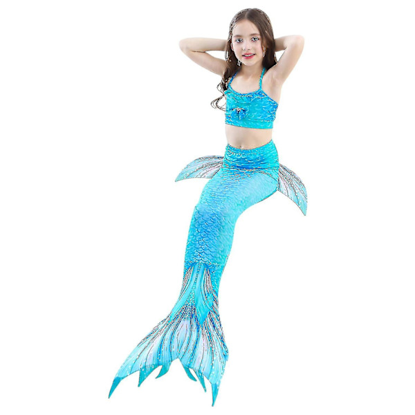 Barn Flickor Mermaid Tail Bikini Set Badkläder Baddräkt Simning Kostnad Inklusive Garland Pannband Färg 6 4-5 år