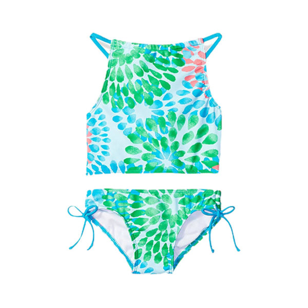 Barn Flickor Blommiga tankbyxor Bikini Set Baddräkt Strandbadkläder Sommarbaddräkt B 11-12 Years
