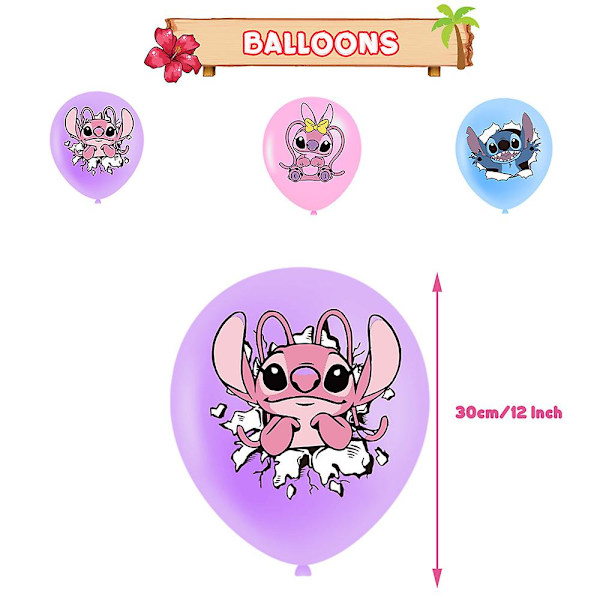 Lilo & Stitch Tema Födelsedagsfest Tillbehör Dekorationer Set Banner Flagga Tårta Toppers Ballonger Rekvisita null none
