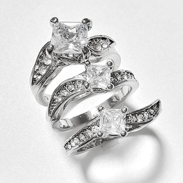 3st/ set Kvinnor Ring Artificiell Diamant Micro Inlaid Zircon Jubileumssmycken