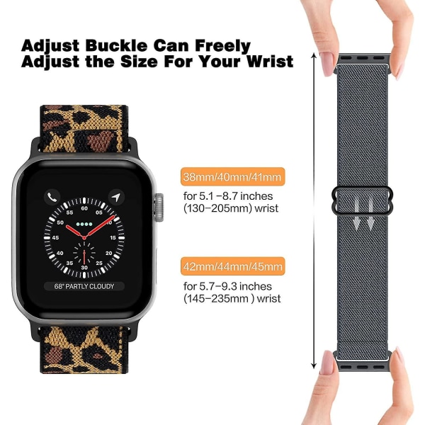 [5-pack] Stretchigt watch kompatibelt med Apple Watch 38 mm 40 mm 42 mm 41 mm 44 mm 45 mm Kvinnor Mjukt smalt band Justerbar flätad sportelasti