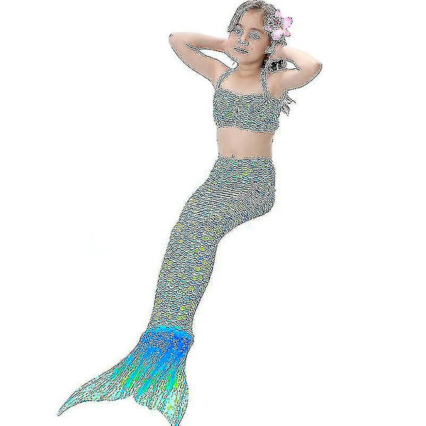 Barn Flickor Mermaid Tail Bikini Set Badkläder Baddräkt Simdräkt Hög kvalitet A Green 150