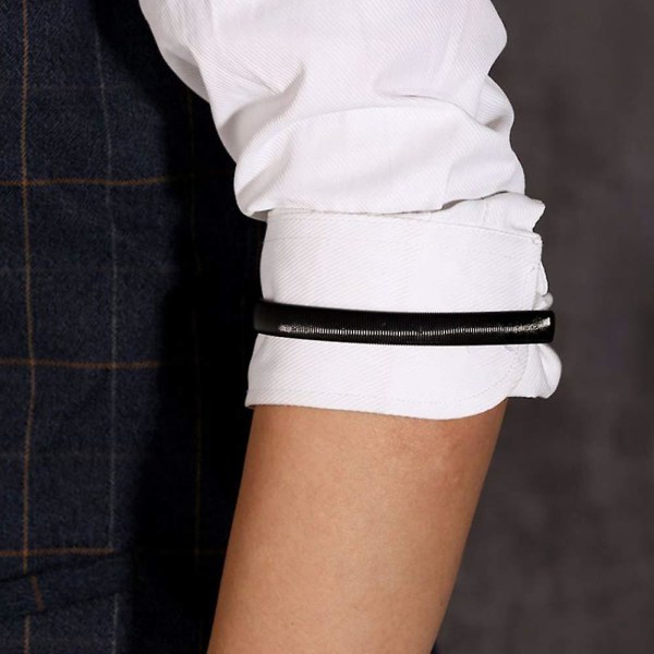 Anti-halk skjorta ärm metall armband Stretch elastiska armband Armband Ärmhållare 1 par Black