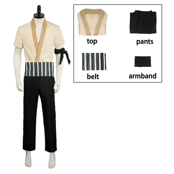Zoro Cosplay Kostym Anime Liveaction Drama Roronoa Zoro Cosplay Uniform Halloween-kostym för män Pojkar costume S