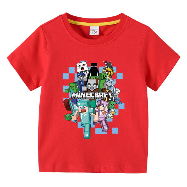 Minecraft Barn Sommar T-shirt röd 110cm