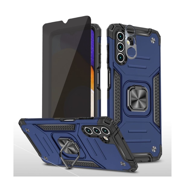 TASHHAR Samsung Galaxy A04S case/A13 5G case med sekretessskärm och linsskydd Magnetisk ring Stativ Militärklass dubbellager Dura blue