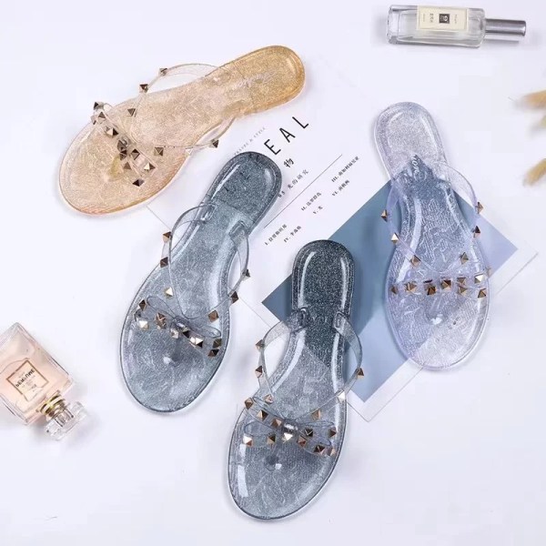 2023 Sommar Flip Flops Kvinnor Slide Sandaler Crystal Bling Beach Tofflor Casual Skor För Kvinnor Ljusa Kilar Plattform Tofflor Navy 37