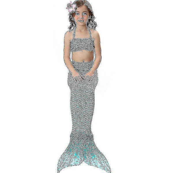 Barn Flickor Mermaid Tail Bikini Set Badkläder Baddräkt Simdräkt Hög kvalitet A Dark Green 110