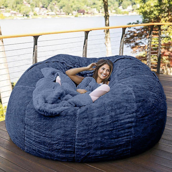 Lazy Sofa Bean Bag konstgjord päls Bean Bag (endast bönor) blue 135 x 65cm