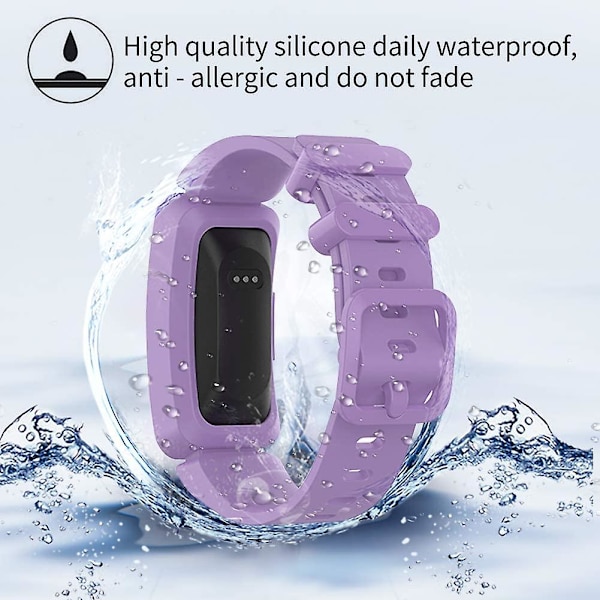 Wow 3-persika+blått+lila Kompatibel med Fitbit Ace 2 band för barn 6+, mjukt silikonarmband Tillbehör Watch , Col