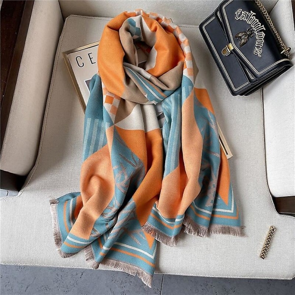 Tjock Pläd Brand Vinter Wraps Dam Scarf Lyx Cashmere filt Bufanda Dubbelsidig Pashmina Foulard Sjal Stoles Scarves Ny WYT77 6