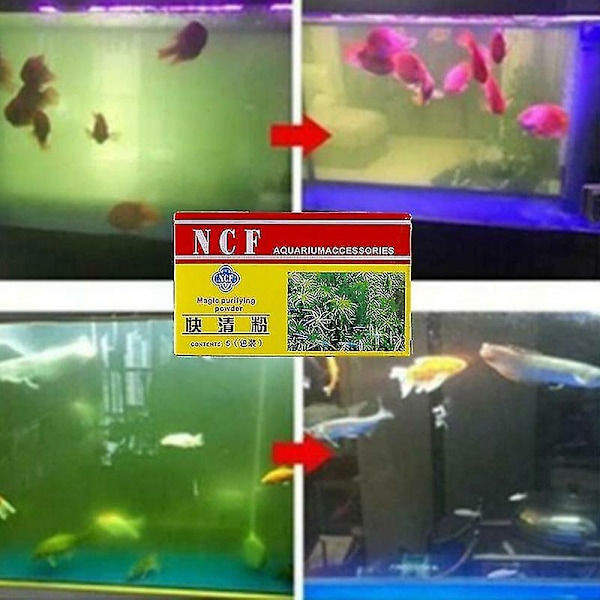 Hywell Aquarium Water Clarifier Fish Tank Vattenrenande pulver för sötvatten och saltvatten 30 g (5 st) null none