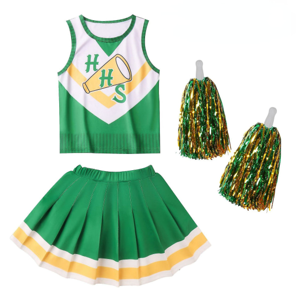 Chrissy Cunningham Cosplay Kostymer Stranger Things 4 Cheerleader rekvisita Hawkins High School Lucas Sinclair Halloween Klänning top skirt-2 140Y