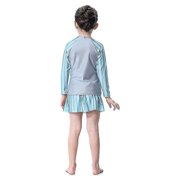 Barn Flickor Badkläder Klänning Mu Islamiska Beachwear Burkini Baddräkt Set H Grey 3-4 Years