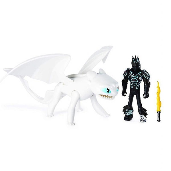 Train Dragon 3 Hidden World Tandlös Nattdocka Pvc Svart Vit Drake Actionfigur Modell Leksak Pojkar Leksakspresent White