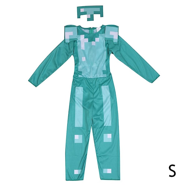 Minecraft-dräkt för barn Klassisk diamant-pansarkostym för pojkar Flickor Temafest Rollspel Utklädningsdräkt S