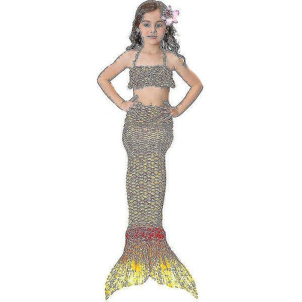 Barn Flickor Mermaid Tail Bikini Set Badkläder Baddräkt Simdräkt Hög kvalitet Multi 120