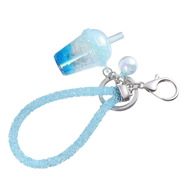 1st Transparent Cup Design Lovely Key Chain Pendant Bag Pendant Chic Key Chain Blue 16x3.5cm