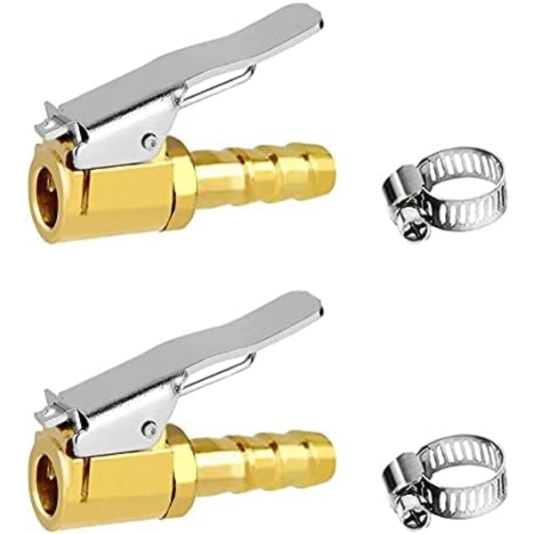 Joywayus däckpumpventil 1/4&#34; Open Flow Air Chuck med låskoppling och klämma i rostfritt stål 1\/4 2PCS