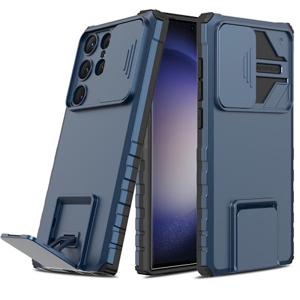 Htwon för Samsung Galaxy S23 Ultra phone case med cover Justerbart ställ, blå blue