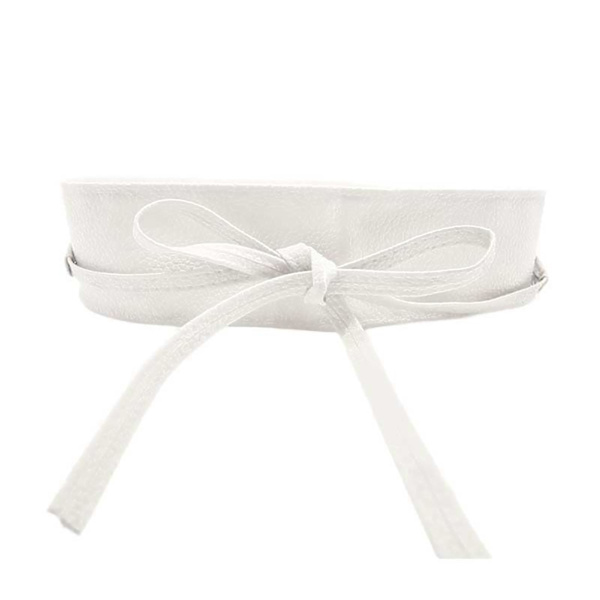 Naievear midjebälte fast mjukt konstläder med brett midjeband för kvinnor White Straps style