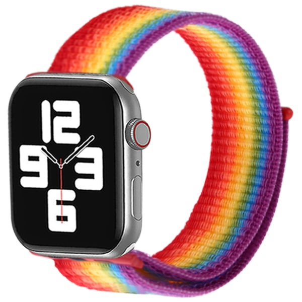 Rem för Apple Watch 49mm, 45mm, 44mm, 42mm Nylon justerbar regnbåge