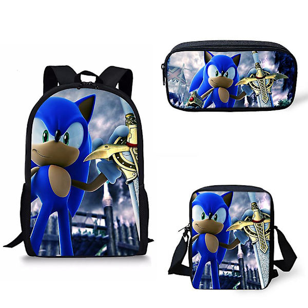 Sonic The Hedgehog tredelad studentryggsäck Style.U